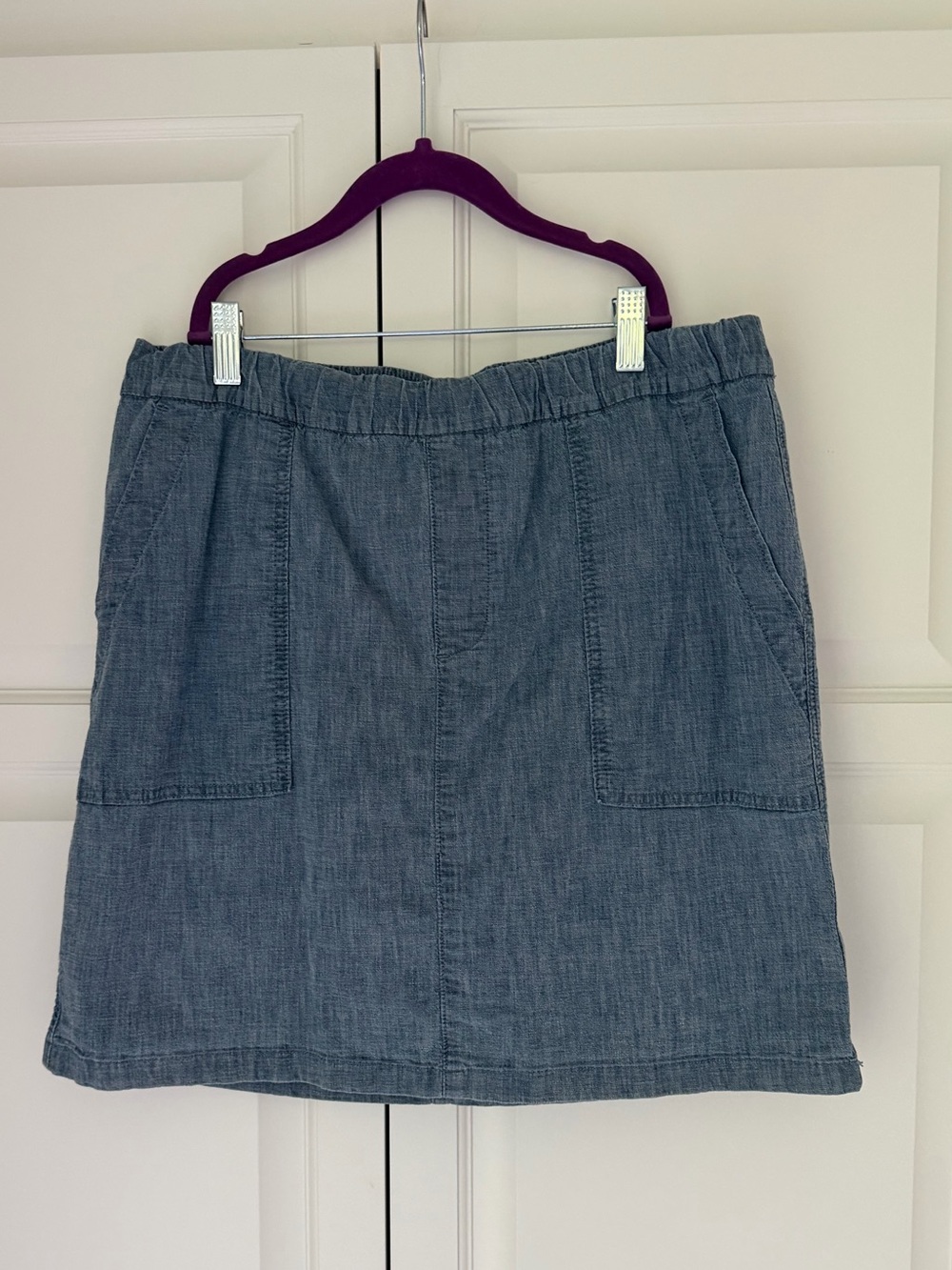 Lands' End Light Chambray Pull-On Mini Skirt Skort - Light Blue